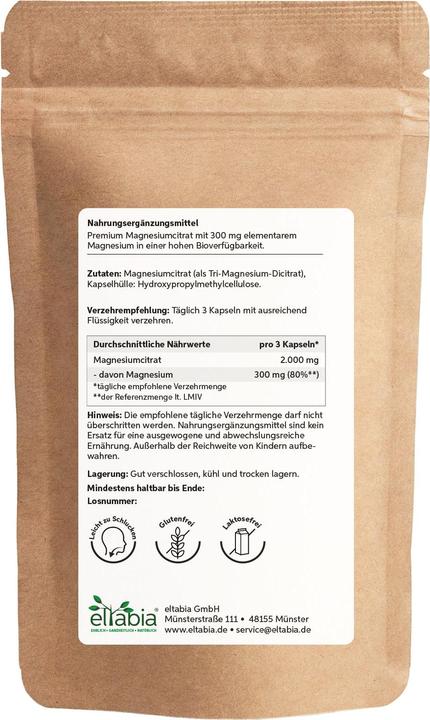 Actual product image Eltabia Magnesium citrate capsules - For muscle relaxation & energy (200 Piece, Capsules)