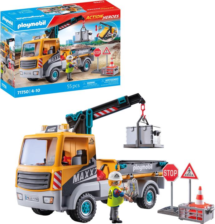 Actual product image Playmobil Construction site lorry with crane (71750, Playmobil Action Heroes)