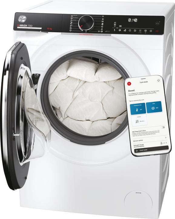 Actual product image Hoover H-WASH 700 H7W 610MBC-S front loading washing machine 10 kg 1600 rpm White (10 kg, Left, EU plug)