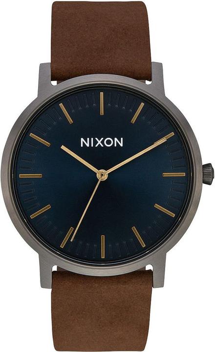 Produktbild Nixon Porter Leather Gunmetal Indigo Brown (Analoguhr, 40 mm)