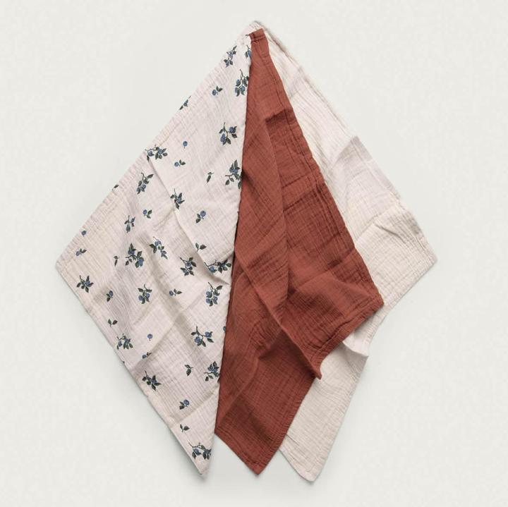 Produktbild Garbo & Friends 3 Pack Musselin Mulltücher Berry (40 cm, 40 cm)