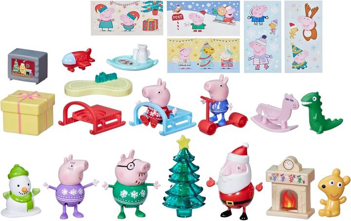 Image du produit Hasbro Calendrier de l'Avent Peppas avec 24 jouets surprises et autocollants, Jouets d'enfants