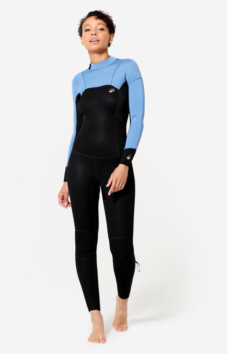 Olaian Neoprenanzug Surfen Damen Backzip 500 3/2 mm schwarz/blau (5/3 mm, S)