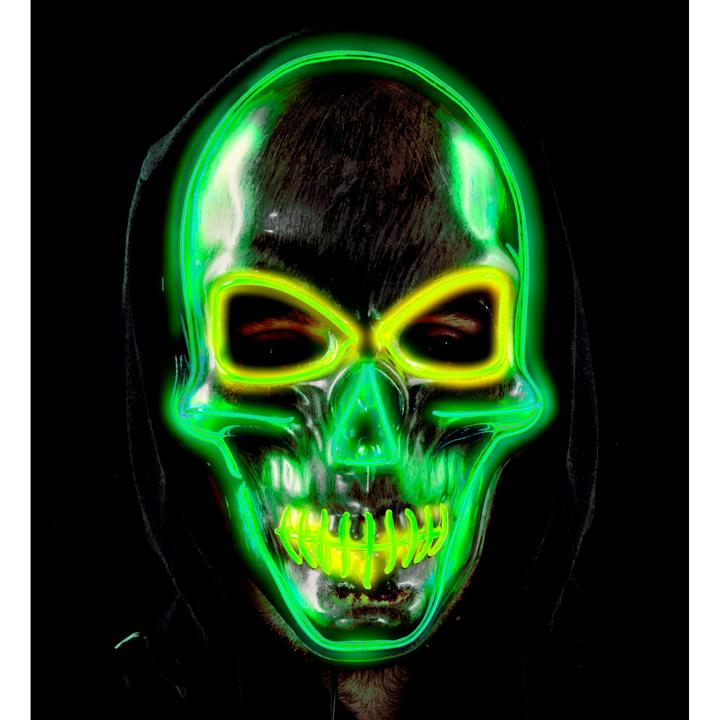 Produktbild Widmann Silberne Totenkopfmaske mit LED Beleuchtung