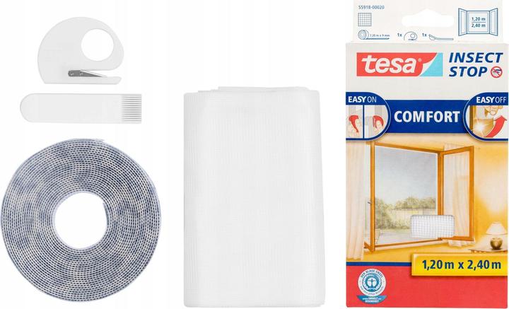 Actual product image tesa Insect screen COMFORT for windows, with Velcro tape, self-adhesive, without drilling (120 x 240 cm)