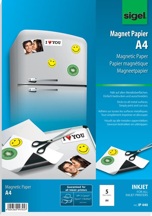 Image du produit Sigel Papier magnétique pour jet d'encre (250 g/m², 5 x, A4)