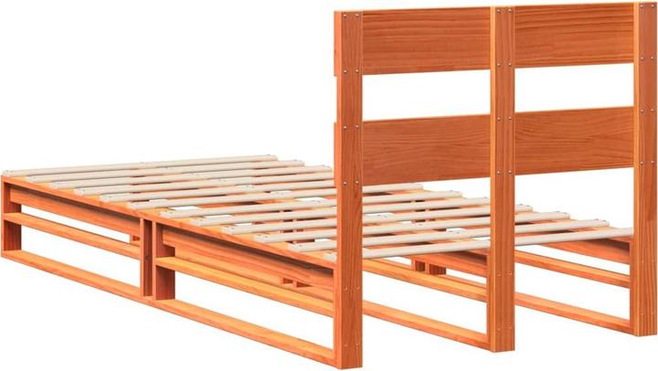Produktbild VidaXL Massivholzbett Holzbett Bett Palettenbett mit Kopfteil 135x190cm Kiefer (135 x 190 cm)
