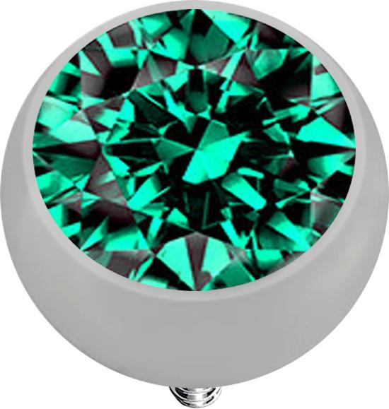 Star Piercing Dermal Anchor Kugel silber mit Kristall türkis (Titan G23, ohne Messing)