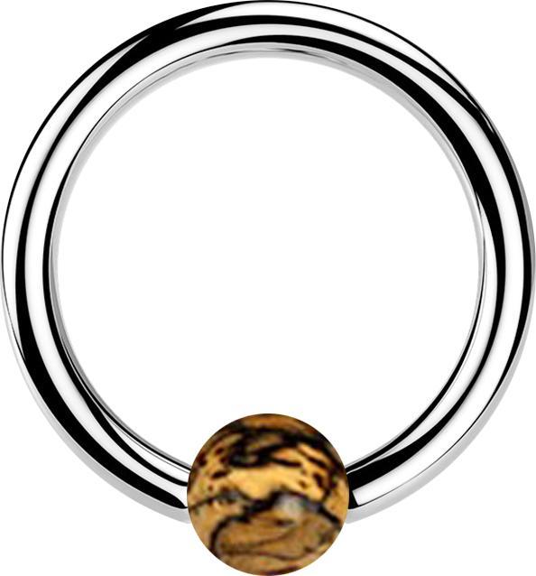 Produktbild Star Piercing Micro Ball Closure Ring silber mit Kugel aus Tamarind Holz hell (Organisch, Chirurgenstahl 316L, ohne Messing)