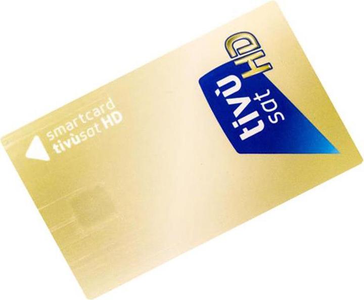 Actual product image TivuSat HD module with TivuSat smart card, various Italian channels (Nagravision, CI module, Smart card)