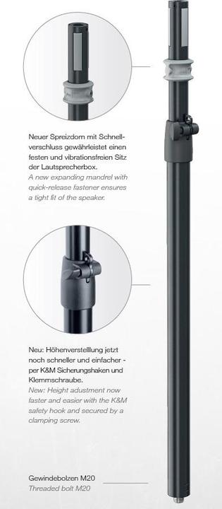 Produktbild K&M 21377 Distanzrohr »Easy Lock« | M20 (1 Stk., Wandmontage, Höhenverstellbar)
