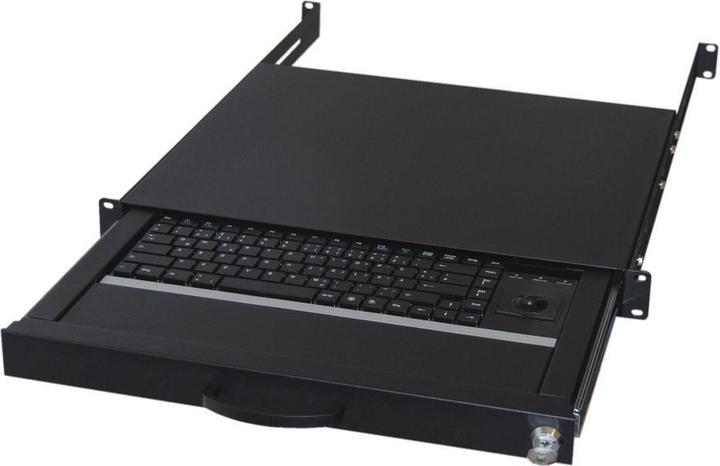 Produktbild equip Tastaturschublade 48,3cm 19 Zoll D-ASCII schwarz PS2&USB-Tastatur mit optischem 2-Tasten-Trackbal...