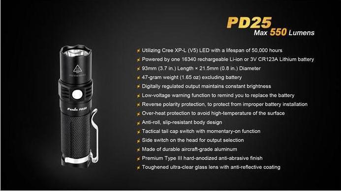 Image du produit Fenix Pd25 (9.30 cm, 550 lm)
