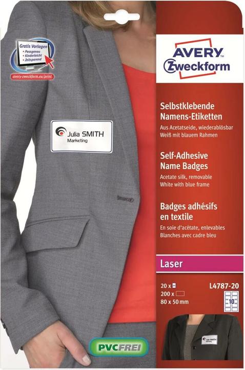 Image du produit Avery Etiquettes nominatives 80 x 50 mm, 20 Blatt