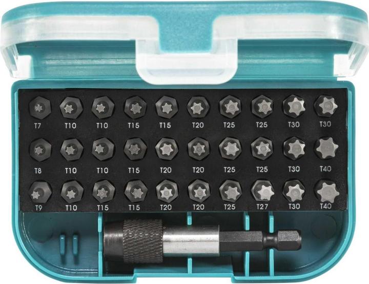 Produktbild Makita P-73352 Bit-Set 31 teilig Innen-TORX (Innensechsrund TX M7, Innensechsrund TX M8, Innensechsrund TX M9, Innensechsrund TX M10, Innensechsrund TX M15, Innensechsrund TX M20, Innensechsrund TX M25, Innensechsrund TX M27, Innensechsrund TX M30, Innensechsrund TX M40)
