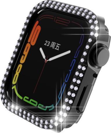 Actual product image Cover-Discount Apple Watch 45mm - glitter rhinestones protective case black