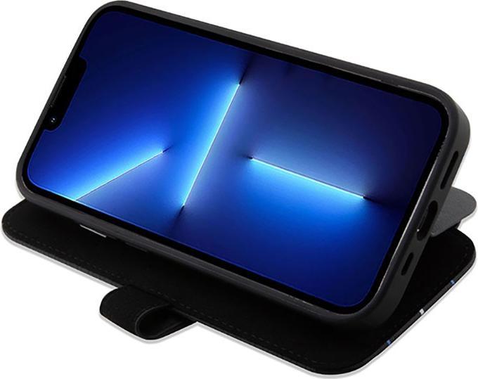 Actual product image BMW Case BMBKP14L22RVSK iPhone 14 Pro 6.1" czarny/black bookcase Leather Stamp Blue Lines (Apple iPhone 14 Pro)
