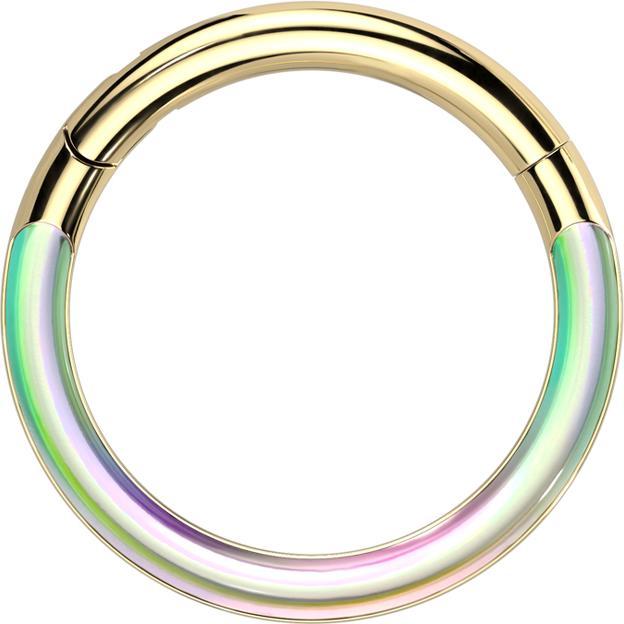 Produktbild Star Piercing Micro Segmentring klappbar vergoldet front Photochrom (Titan G23, ohne Messing)