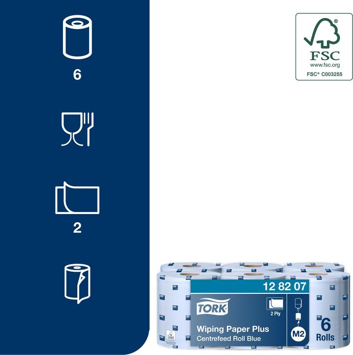 Produktbild Tork Wiping Paper Centre Roll Blue 6x157 (450 x)