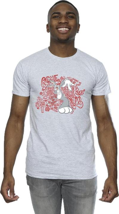 Actual product image Looney Tunes Mens ACME Doodles Bugs Bunny T-Shirt (5XL)