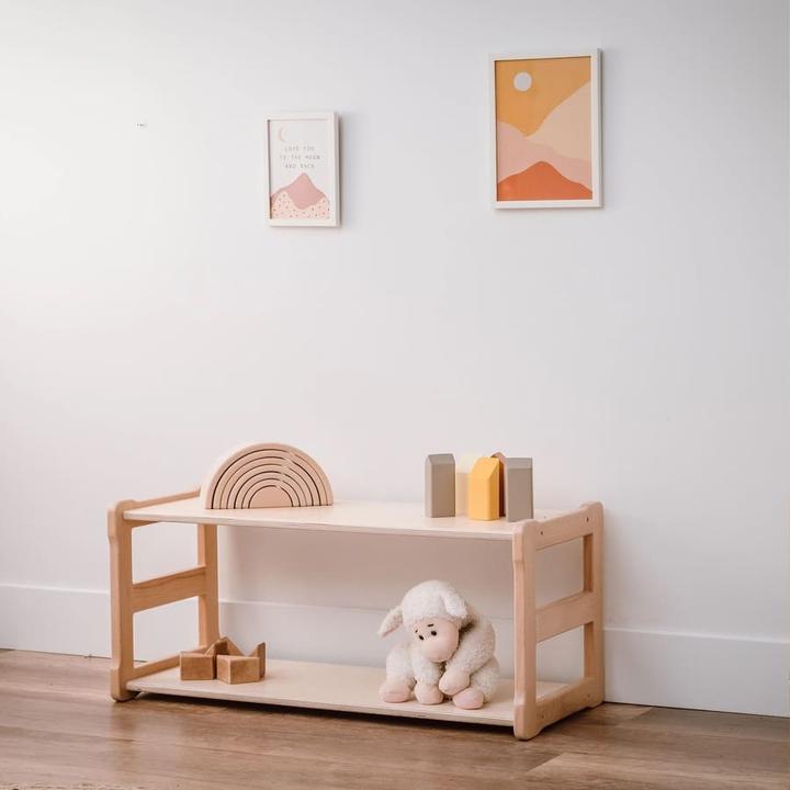 Immagine prodotto Activity Board Atmosfera Waldorf, stanza dei bambini, set di mobili per bambini - scaffale aperto e sedia