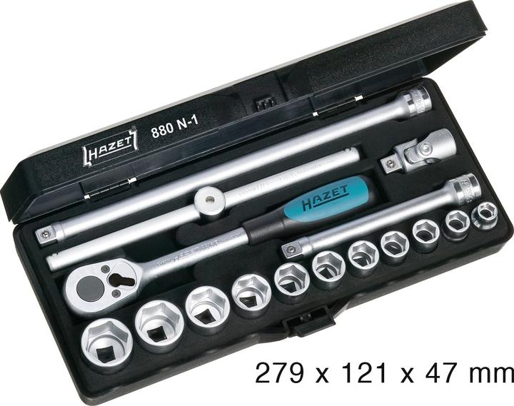 Actual product image HAZET Socket set 880N-1 ∙ Square, hollow 10 mm (3/8 inch) ∙ Outside hexagon traction profile ∙ 8 ∙ … (22 mm, 8 mm, 10 mm, 14 mm, 21 mm, 18 mm, 11 mm, 12 mm, 20 mm, 19 mm, 17 mm, 15 mm, 13 mm, 9 mm, 16 mm)