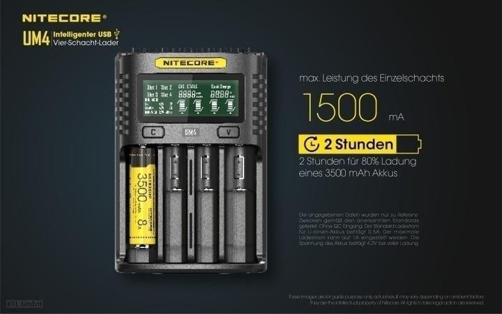 Image du produit Nitecore Chargeur USB UM4 (1 pcs, 14500, 16340, 18650, Piles rechargeables + chargeur)