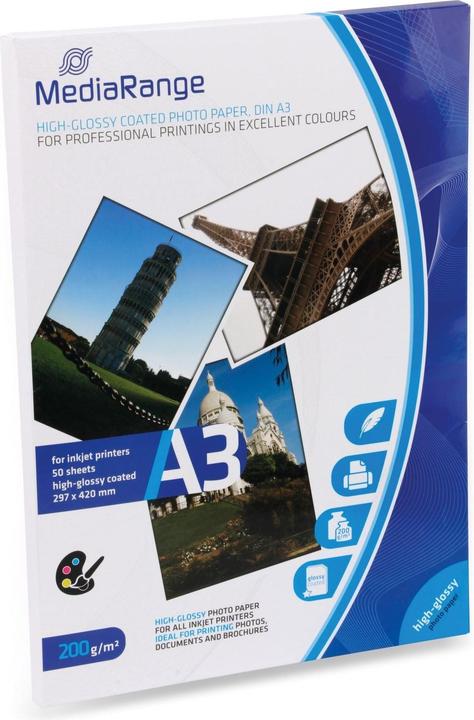 Produktbild MediaRange Hochglänzend (200 g/m², A3, 50 x)
