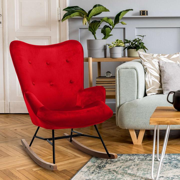 Actual product image CLP Sanka Velvet Rocking Chair, red