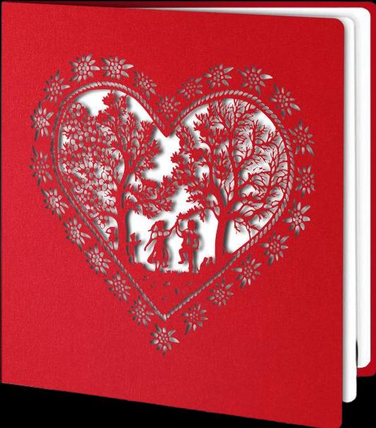 Immagine prodotto Hervorragend Scherenschnitt Karte Herz Hochzeit rot weiss (1 pz.)