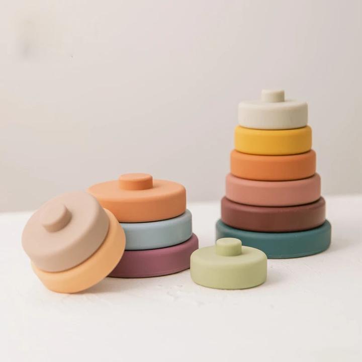 Immagine prodotto Activity Board 6pcs baby building blocks toy forma rotonda costruzione giocattolo bambini morbido silicone impilare