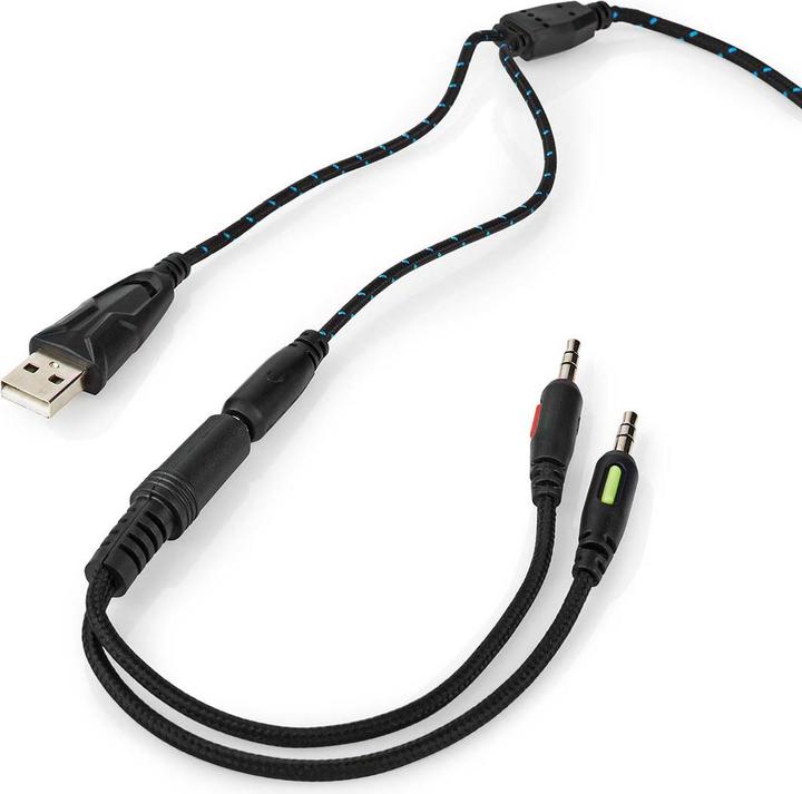 Actual product image Nedis Gaming Headset | Over Ear | Stereo | USB Type-A / 2x 3.5 mm | Foldable Microphone | 2.20 m | L (Cable)