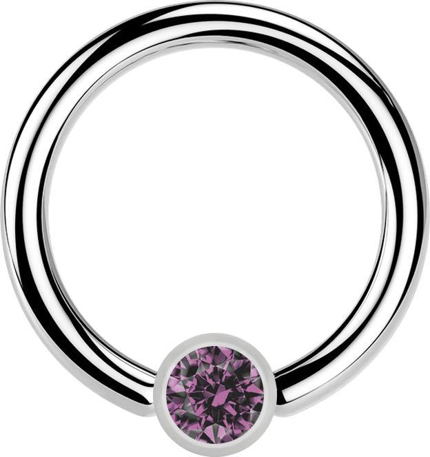 Actual product image Star Piercing Ball Closure Ring silver and crystal light purple (without brass, Surgical steel 316L)