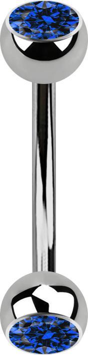 Produktbild Star Piercing Banane silber mit zwei Kugeln Kristall dunkelblau (ohne Messing, Titan G23)
