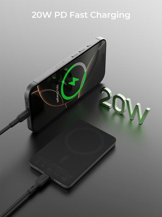 Actual product image Aukey MAG FUSION SLIM - Powerbank (5000 mAh, 18 W, 18 Wh)