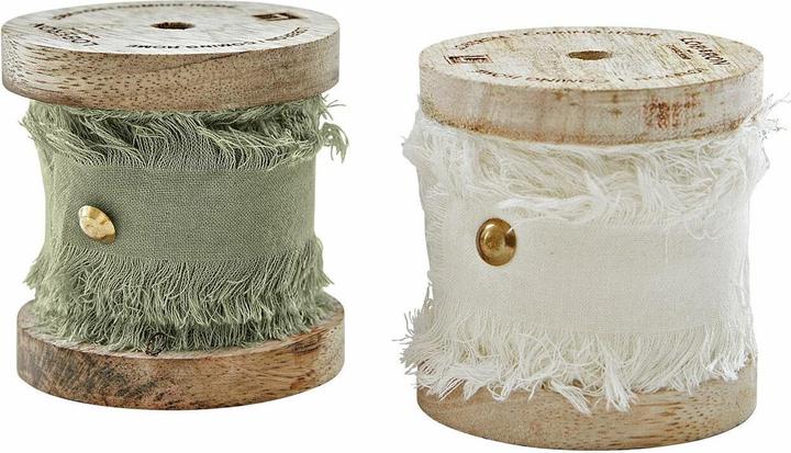 Produktbild Loberon Band 2er Set Valethor weiss/hellgrün (Geschenkband, 2 x)
