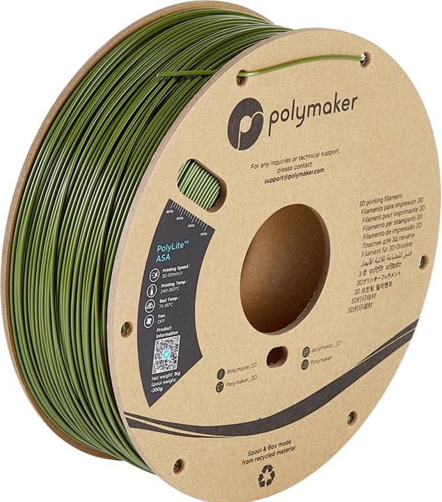 Image du produit Polymaker PolyLite ASA (ASA, 1.75 mm, 1000 g, Vert)