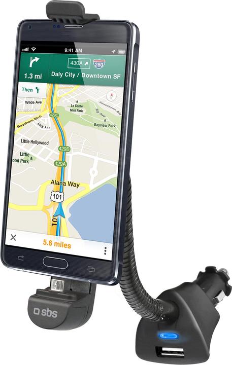 Produktbild SBS Autohalterung mit Micro-USB-Anschluss und USB-Port für Smartphones bis 5,5Inc
