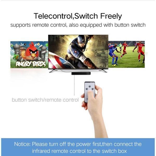 Actual product image Ugreen switch splitter splitter switch HDMI - 3x HDMI 3D 4K 7.5 Gbps 36 bit per channel black (40234