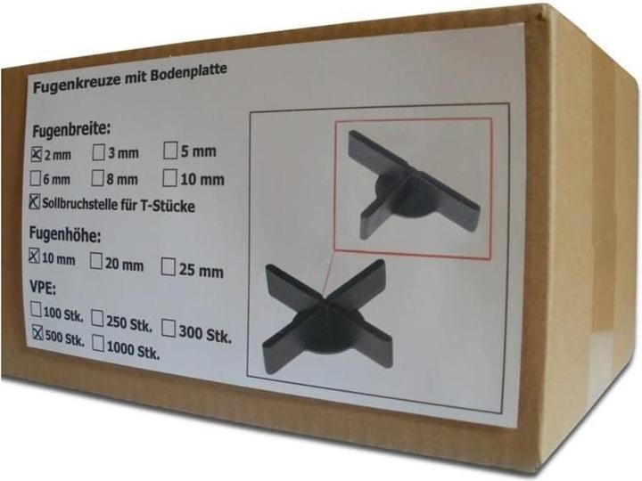 Immagine prodotto Sanpro Croci di giunzione con piastra di base da 1 mm, dimensioni 2 mm / altezza 10 mm, quantità 500 pezzi (500 x)