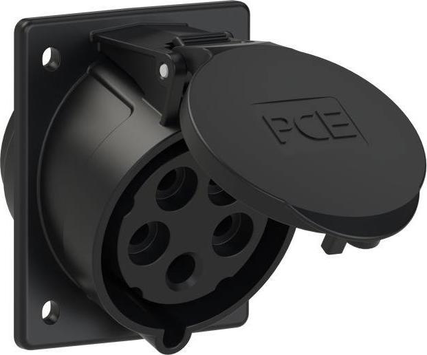 Image du produit PCE Boîtier de montage coudé 32A 5p 6h IP44/54 noir Turbo Twist (bride 80x97 - espacement des trous