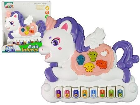 Actual product image Lean Toys Interactive Piano Unicorn Sounds Animals Vehicle Sounds Melodies White