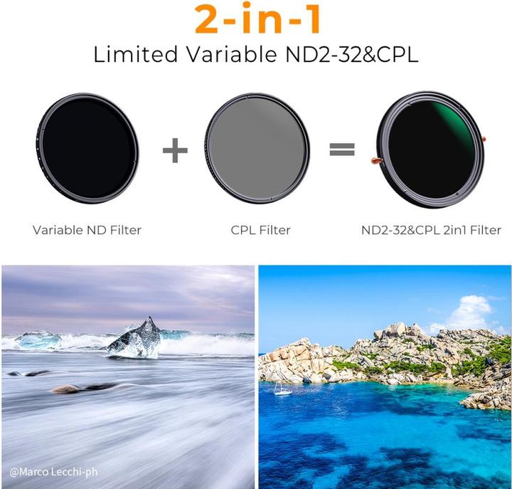 Produktbild K&F Concept 2 in 1 CPL+Variable ND2ND32 (86 mm, ND- / Graufilter, Polarisationsfilter)