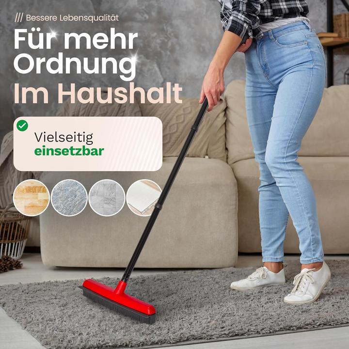 Produktbild Novaliv 4x Gummibesen mit Stiel zum Stecken Auto & Abzieher Friseurbesen Gummi Noppenbesen Hundehaar (1 Stk.)
