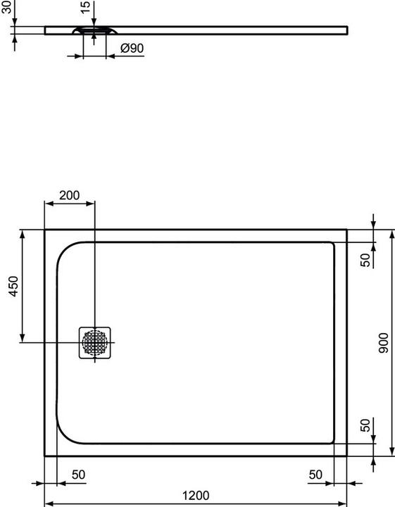 Produktbild Ideal Standard Ultra Flat S Rechteck-Brausewanne 1200x900mm K8230
