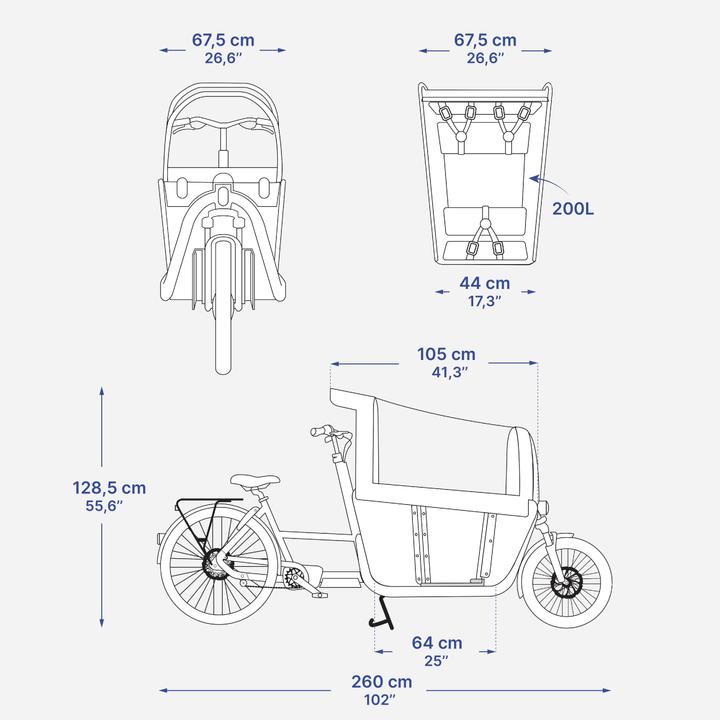Actual product image Btwin E-cargo bike Long John F900E Family taupe