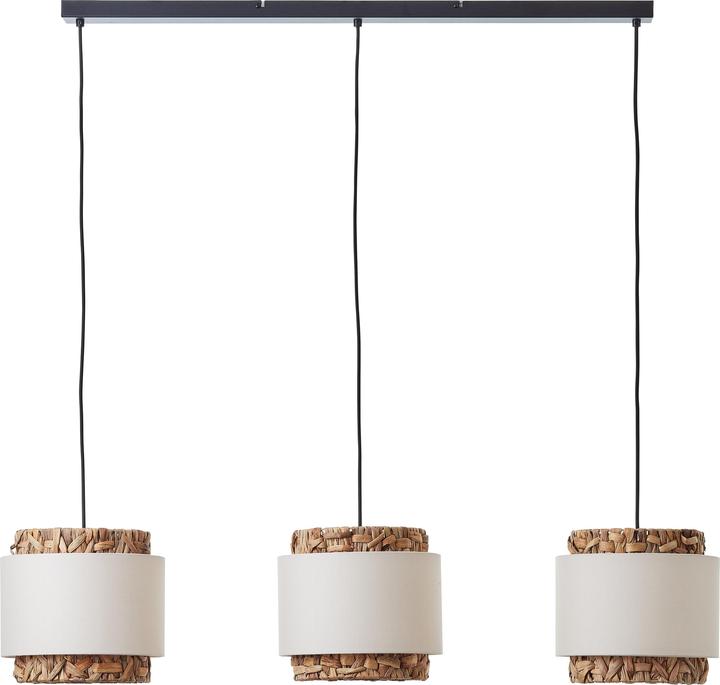 Brilliant Waterlilly Hanglamp 3flg zwart/natuur/wit (E27)