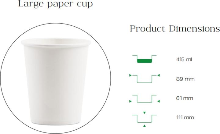 Produktbild TeCup Pappbecher, Trinkbecher, Heissgetränk, Kaffeebecher 14 oz (415 ml) (100 x)