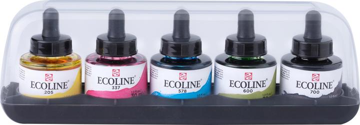 Produktbild Talens Ecoline Set (Magenta, Black, Sky Blue, Zitronengelb, Green, 150 ml)