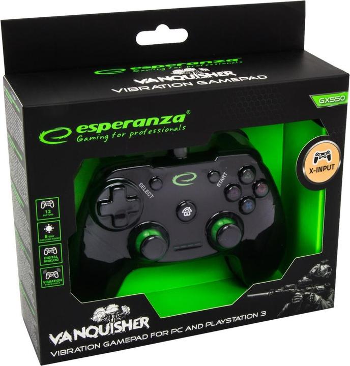 Produktbild Esperanza EGG110K Gaming-Controller Gamepad PC Playstation 3 Analog / Digital USB 2.0 Schwarz (PC, PS3)
